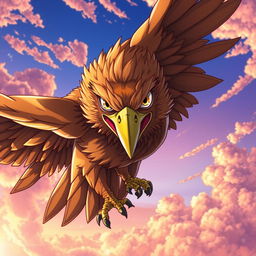 A fierce anime-style hawk, showcasing an aggressive yet confident demeanor