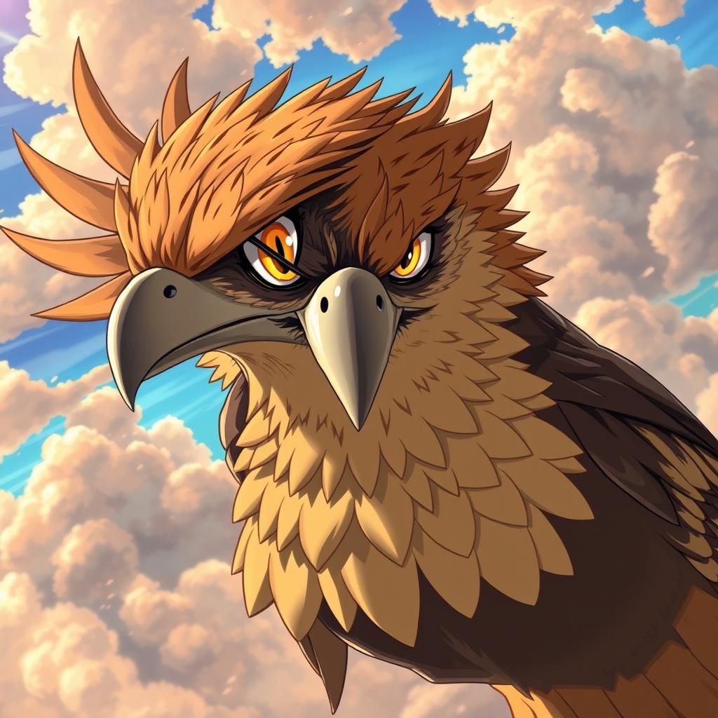 A fierce anime-style hawk, showcasing an aggressive yet confident demeanor