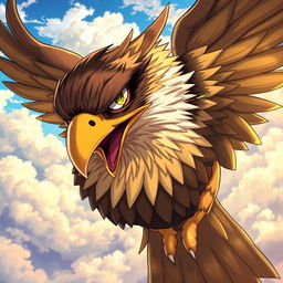 A fierce anime-style hawk, showcasing an aggressive yet confident demeanor