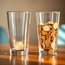 A visual comparison of two glasses on a wooden table