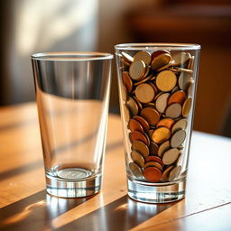 A visual comparison of two glasses on a wooden table