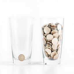 Two identical glasses placed in a minimalist white space