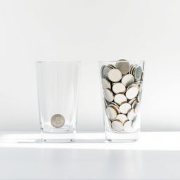 Two identical glasses placed in a minimalist white space