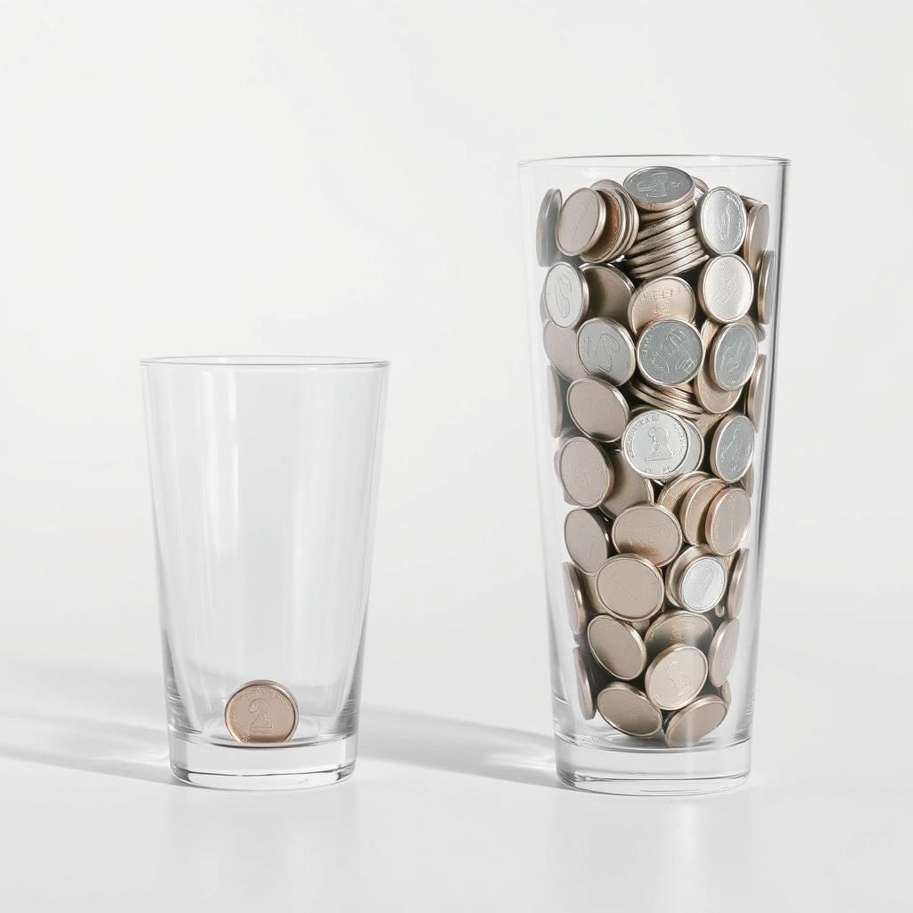 Two identical glasses placed in a minimalist white space