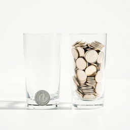 Two identical glasses placed in a minimalist white space
