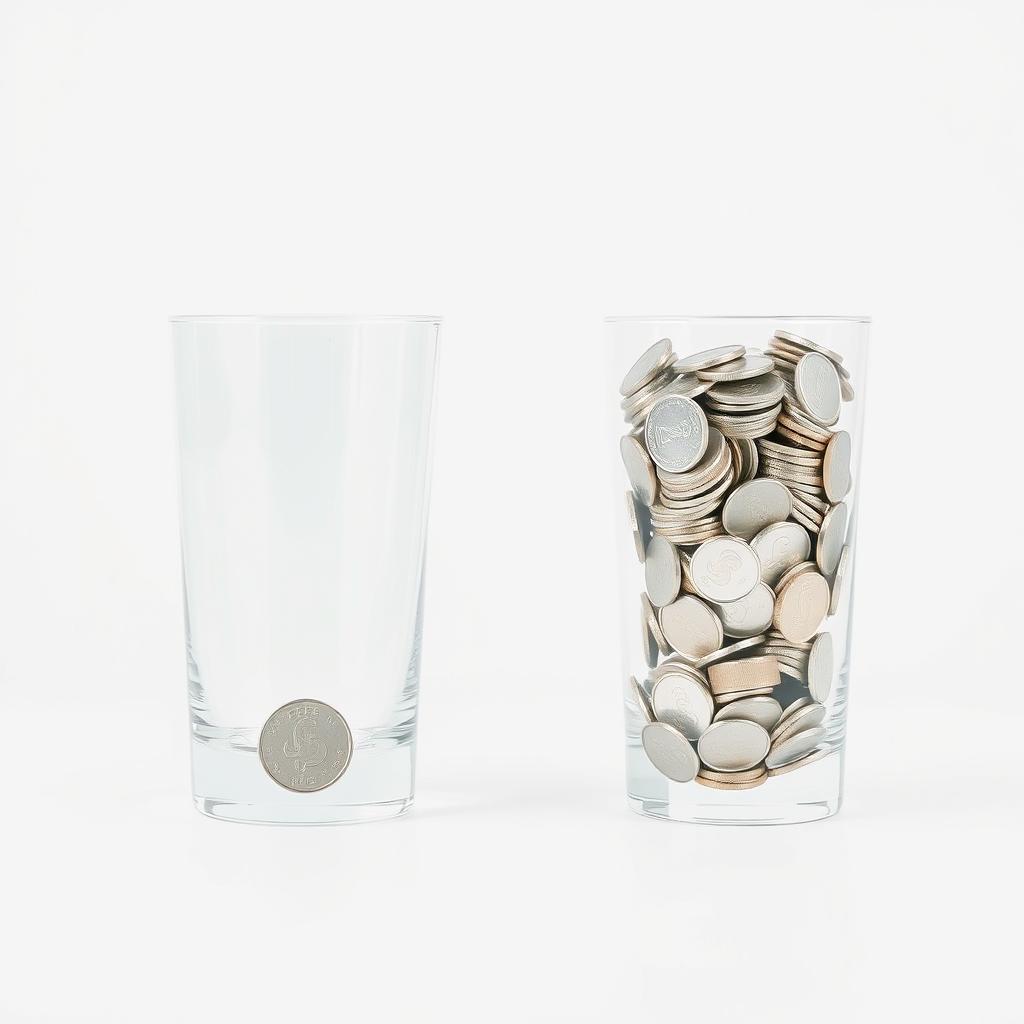 Two equal glasses positioned in a bright, pristine white space