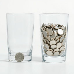 Two equal glasses positioned in a bright, pristine white space