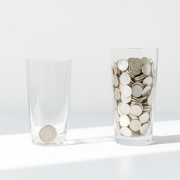 Two equal glasses positioned in a bright, pristine white space