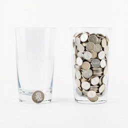 Two equal glasses positioned in a bright, pristine white space
