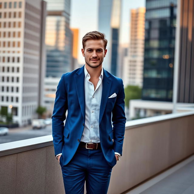 A stylish man named Jack Butcher wearing a blue outfit
