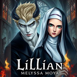 An ebook cover for 'Lillian' by Melyssa Moya that encapsulates the romance between a demon and a nun