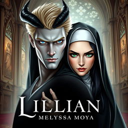 An ebook cover for 'Lillian' by Melyssa Moya that encapsulates the romance between a demon and a nun