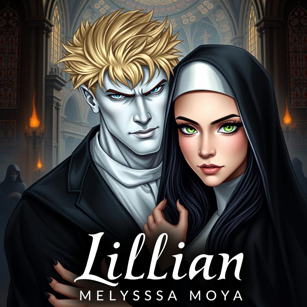 An ebook cover for 'Lillian' by Melyssa Moya that encapsulates the romance between a demon and a nun