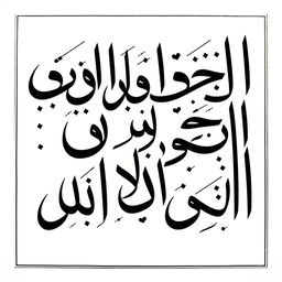 A square frame containing beautifully arranged Persian Nastaliq letters, creating striking combinations much like Behzad Golpayegani's white on white collection, but uniquely rendered in bold black