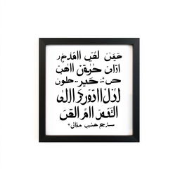 A square frame holding an array of Persian Nastaliq letters arranged in various artistic combinations reminiscent of Behzad Golpayegani's white on white collection, but in a striking contrast of bold black letters against a soft white background