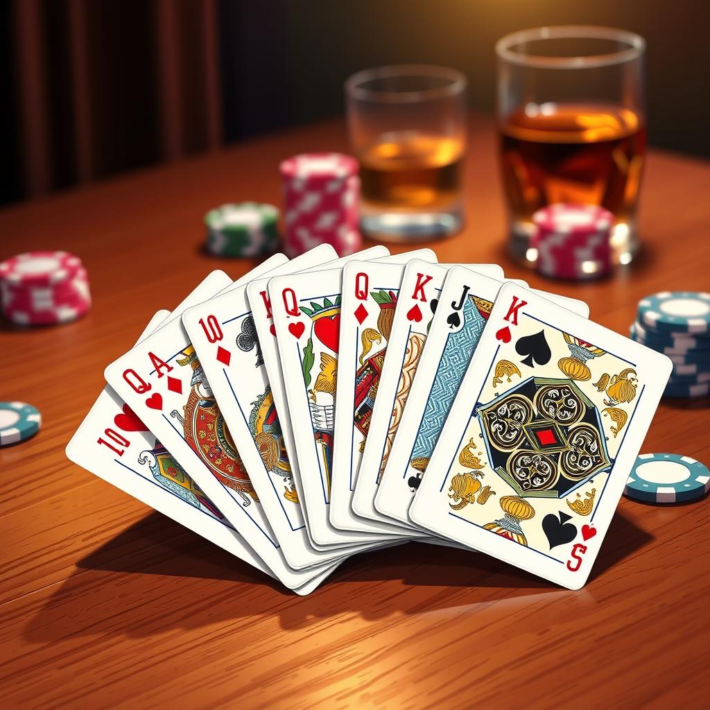 A vibrant and detailed illustration of a deck of playing cards, known as 'kartu remi'