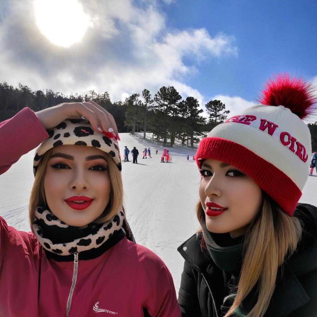 Fix the lips on the girl with the red hat