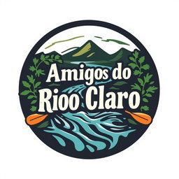 A vibrant and engaging logo for a canoeing group, featuring a circular badge design