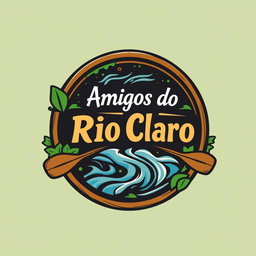 A vibrant and engaging logo for a canoeing group, featuring a circular badge design