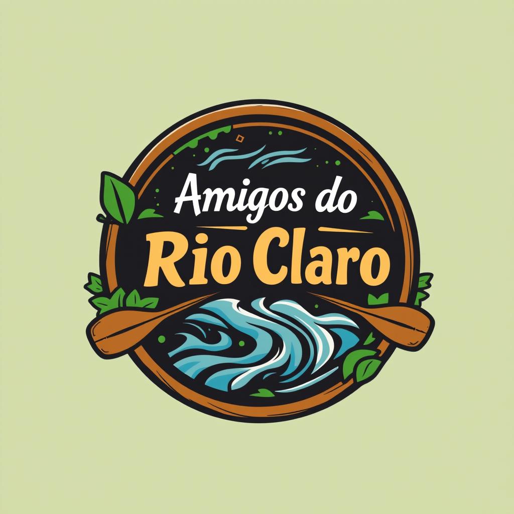 A vibrant and engaging logo for a canoeing group, featuring a circular badge design