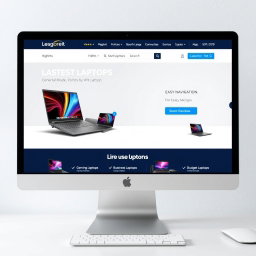 A beautifully designed e-commerce website for selling laptops, featuring a sleek and modern layout with vibrant product images