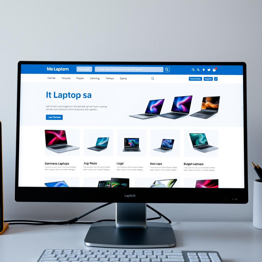 A beautifully designed e-commerce website for selling laptops, featuring a sleek and modern layout with vibrant product images