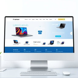 A beautifully designed e-commerce website for selling laptops, featuring a sleek and modern layout with vibrant product images