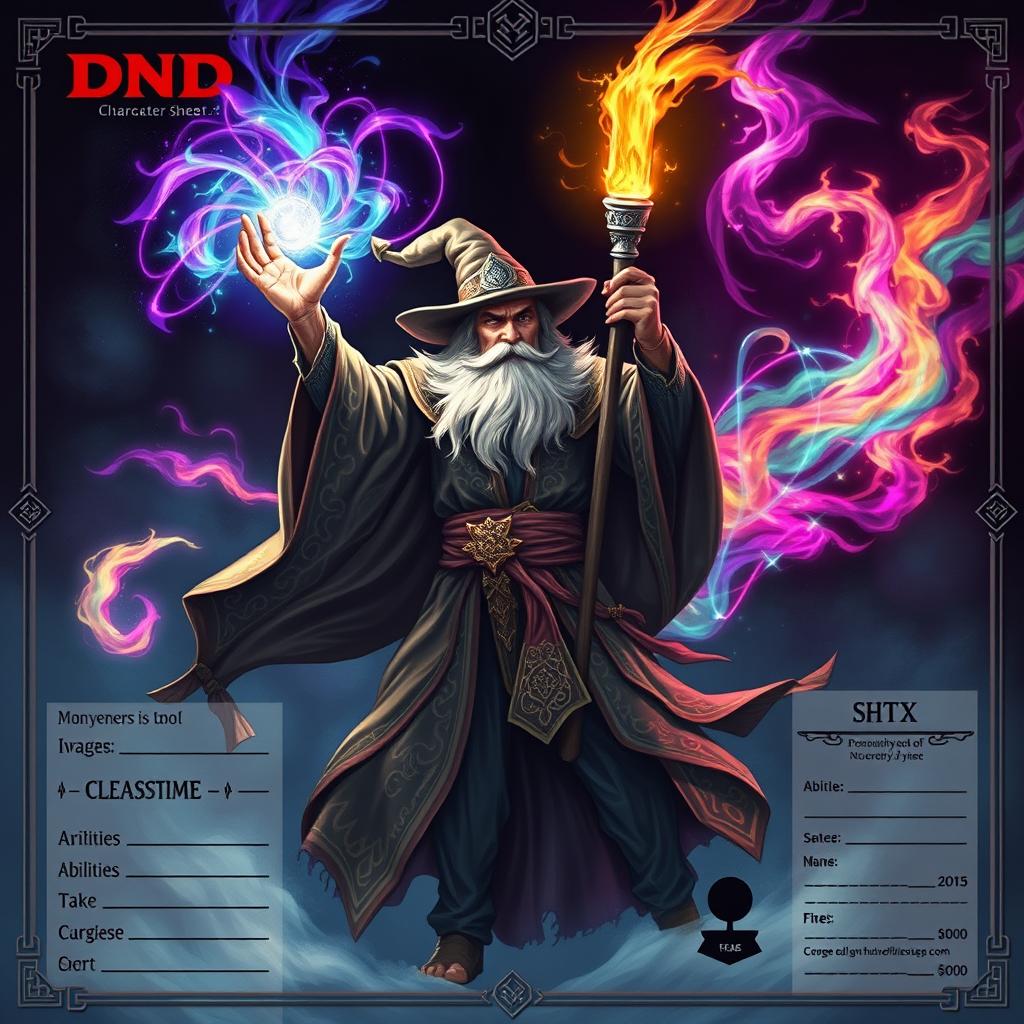 A powerful wizard casting a brilliant spell, surrounded by arcane symbols and magical energy