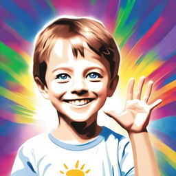 A high-quality digital art image of a 7-year-old white boy who is deaf