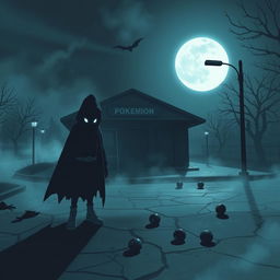 A dark and eerie Pokemon-themed scene inspired by the Steven and Mike creepypasta