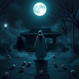 A dark and eerie Pokemon-themed scene inspired by the Steven and Mike creepypasta