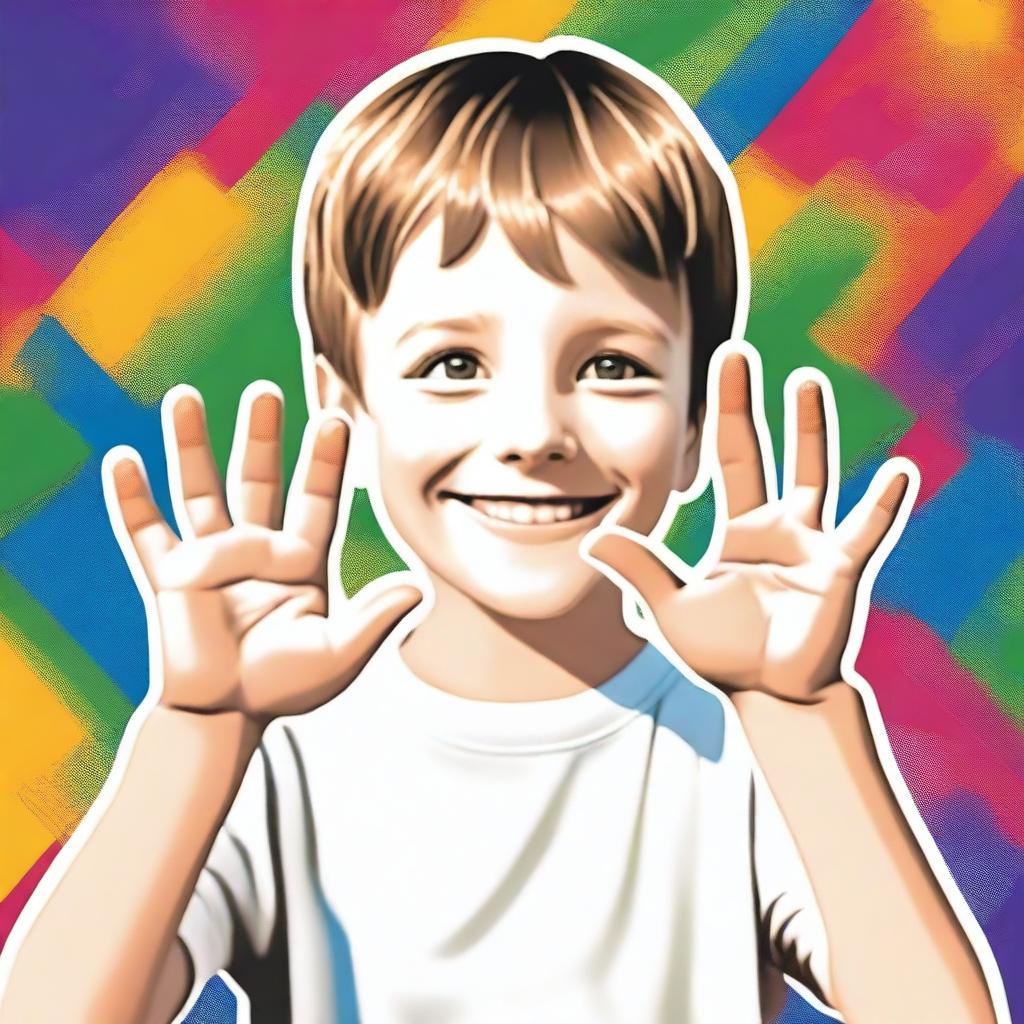 A high-quality digital art image of an 8-year-old white boy who is deaf