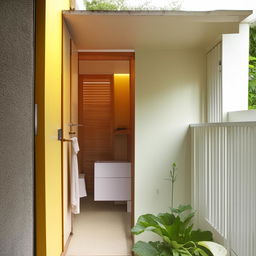 A 6x4 sq ft balcony transformed into a modern, compact and functional washroom with a smart use of space.