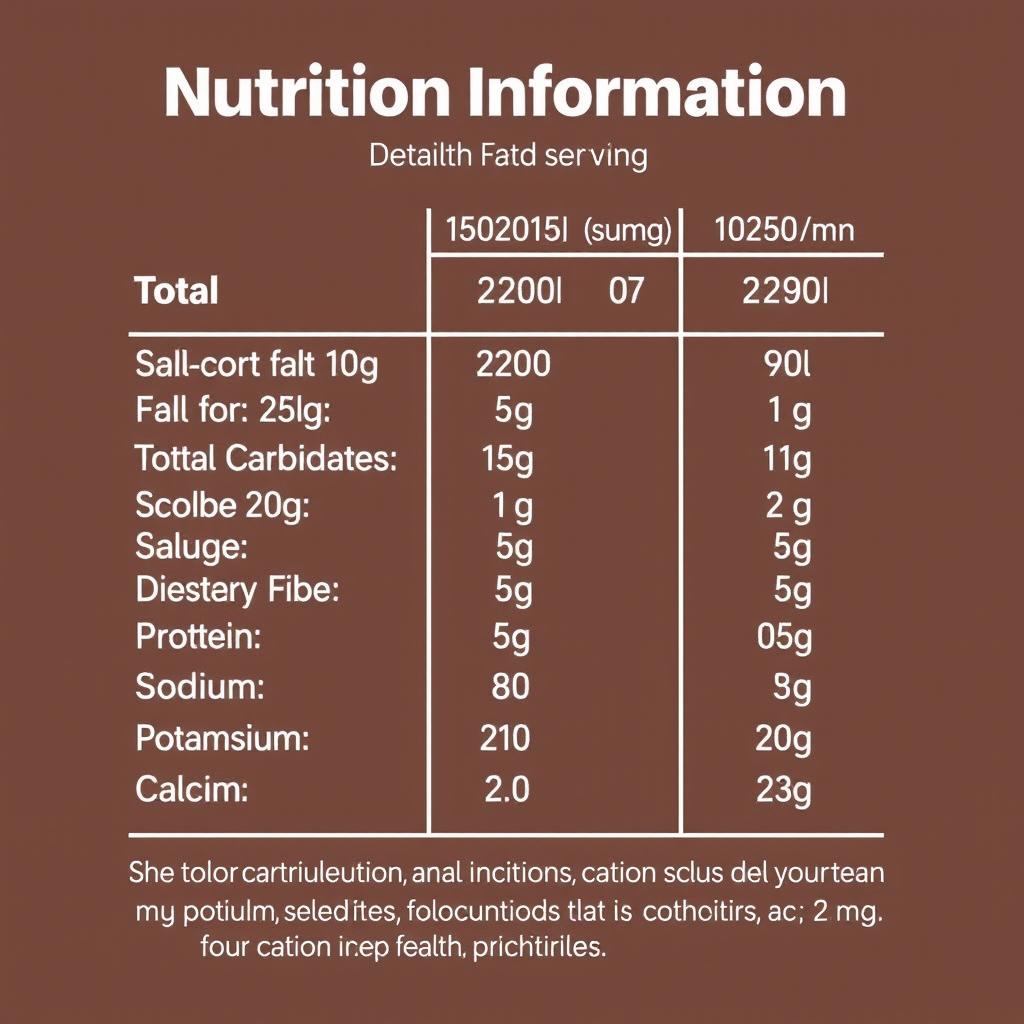 A detailed nutritional table for an energy bar presented in a clean, modern infographic style