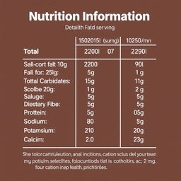 A detailed nutritional table for an energy bar presented in a clean, modern infographic style