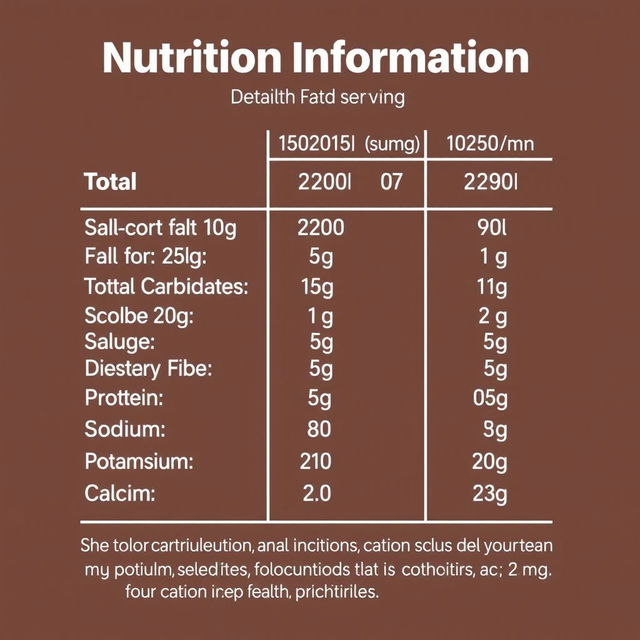 A detailed nutritional table for an energy bar presented in a clean, modern infographic style