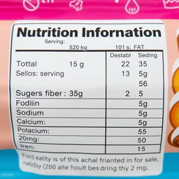 A detailed nutritional table for an energy bar presented in a clean, modern infographic style