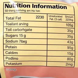 A detailed nutritional table for an energy bar presented in a clean, modern infographic style
