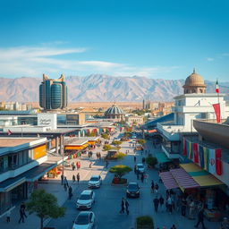 A futuristic view of Iran in 2026, showcasing modern architecture blended with traditional Persian elements