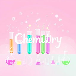 A dazzling chemistry book cover featuring an array of cute aesthetic elements