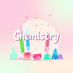 A dazzling chemistry book cover featuring an array of cute aesthetic elements
