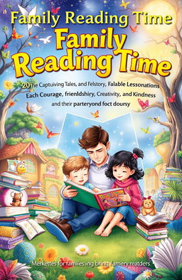 A magical world filled with enchanting stories that captivate and teach valuable lessons, showcasing a collection titled 'Family Reading Time' featuring 20 captivating tales and fables