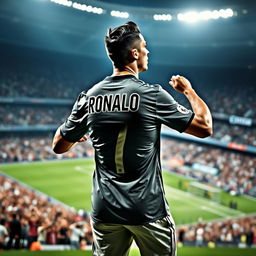 Cristiano Ronaldo wearing the famous Real Madrid jersey, exuding confidence and charisma
