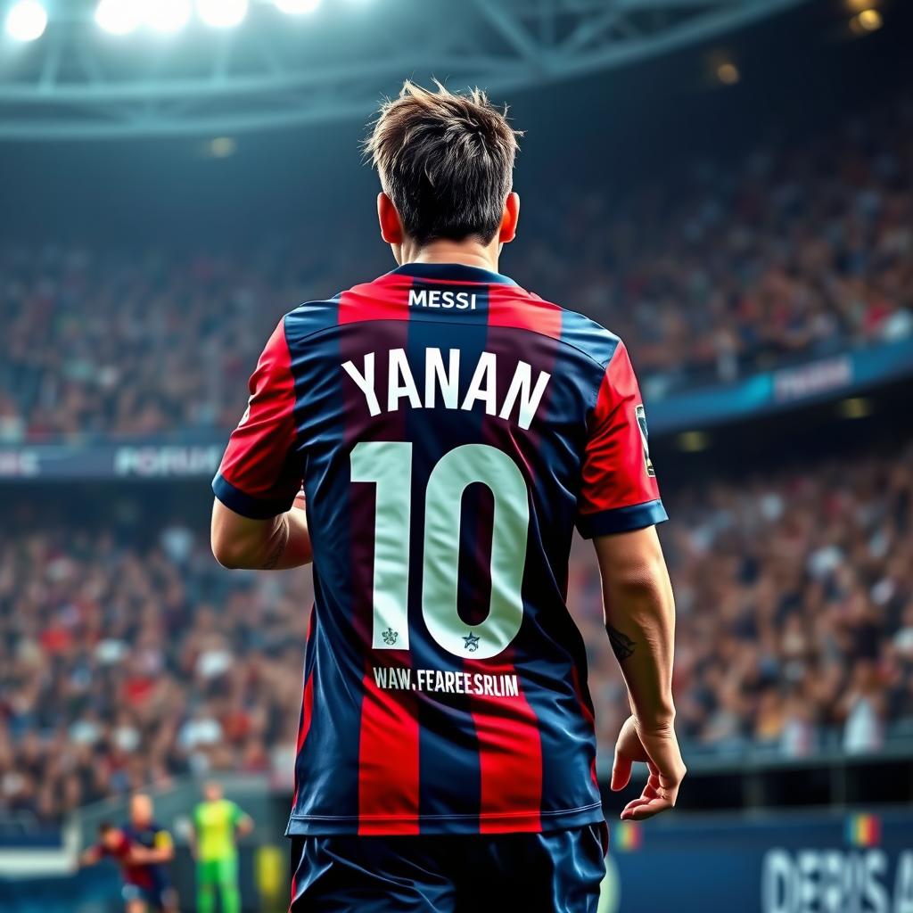 Lionel Messi in his Paris Saint-Germain (PSG) jersey, displaying his iconic presence and skill