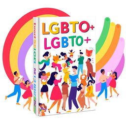 An artistic representation of a colorful book cover that celebrates LGBTQ+ themes