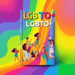 An artistic representation of a colorful book cover that celebrates LGBTQ+ themes