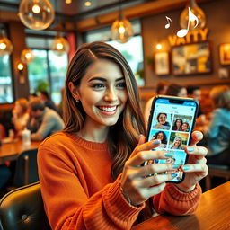 A visually appealing and engaging scene depicting a person using a dating app on their smartphone