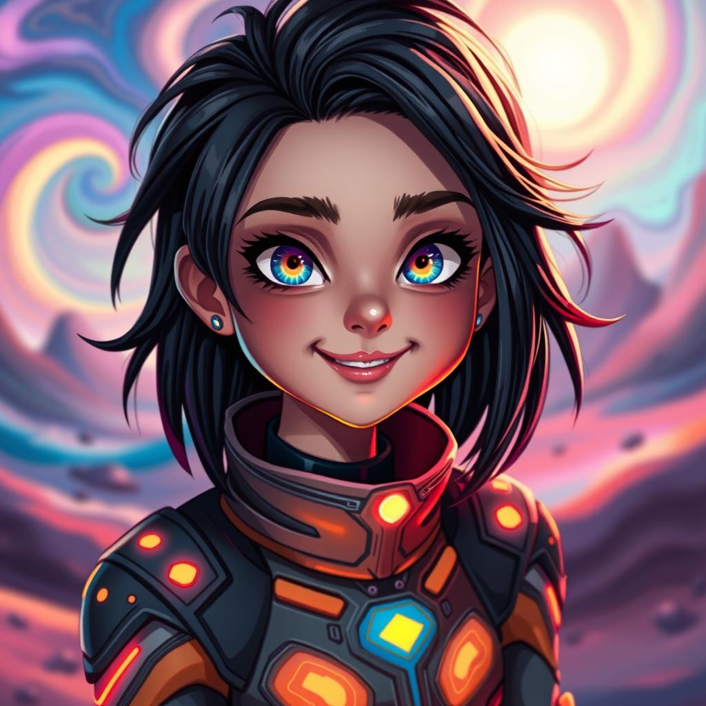 An avatar representation of a person with an artistic flair, showcasing vibrant colors and intricate details