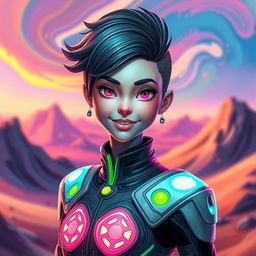 An avatar representation of a person with an artistic flair, showcasing vibrant colors and intricate details