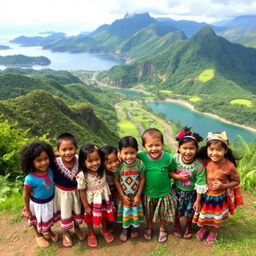 A vibrant landscape showcasing the beauty of Ecuador, featuring lush green mountains, pristine coastlines, and vibrant rainforest